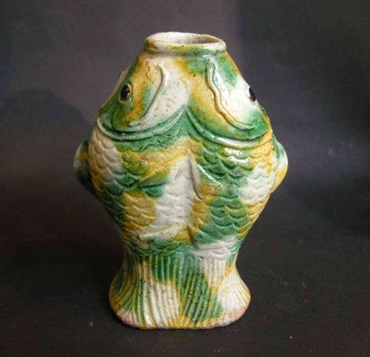 Vase "Famille verte" biscuit . Fish shape -Kangxi period